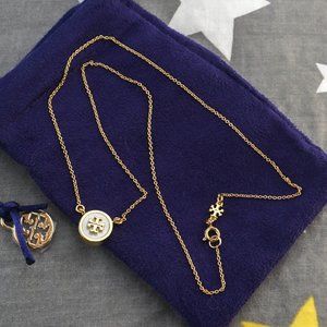 Tory Burch Kira Enamel Pendant Necklace in White (Brand New with Dust Bag)